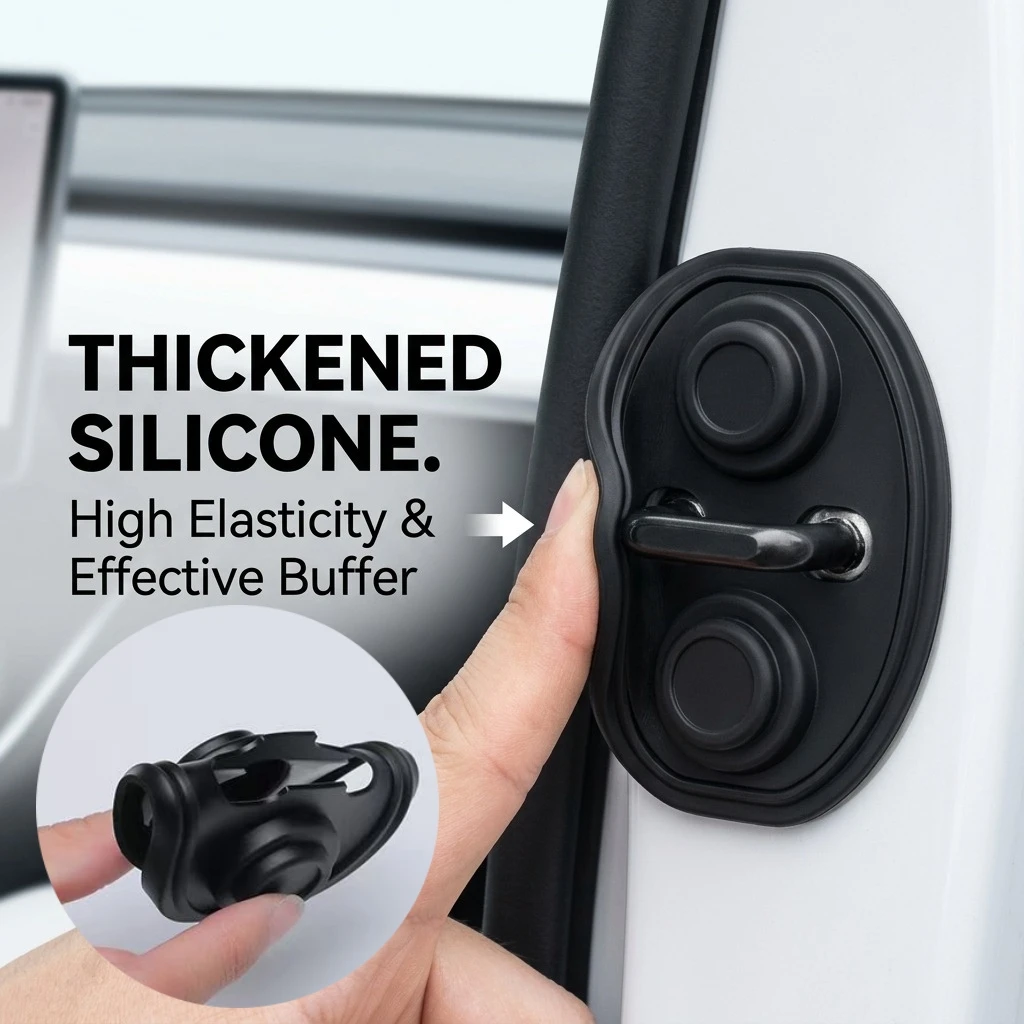 Upgraded Car Door Lock Silicone Shock Absorption Pad – Car Door Silent Soft Close Cushion Protector, Car Door Lock Accessory