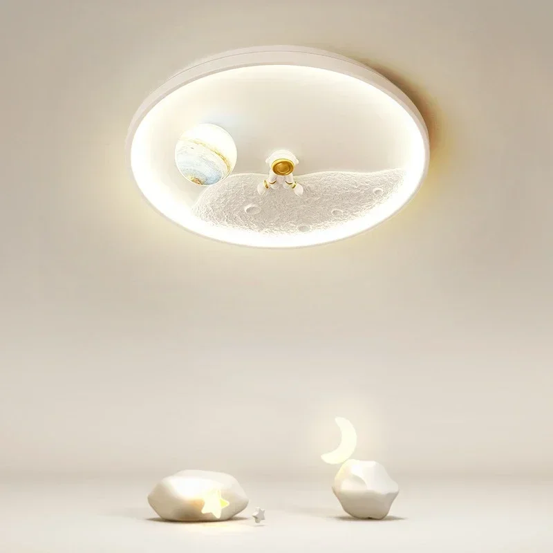 

Kids Astronaut LED Ceiling Light Cartoon Spaceman Galaxy Moon Night Lamp Bedroom Children's Room Nursery Decor Round Lighting