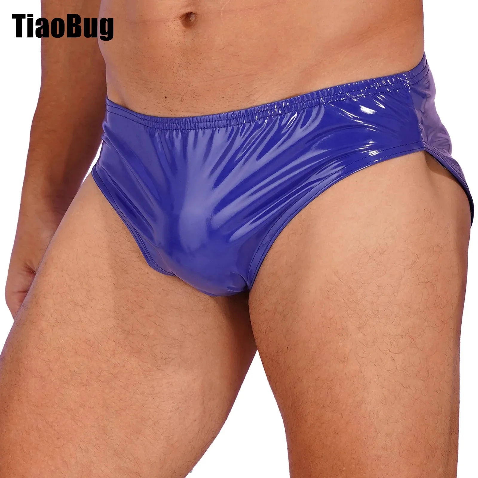 

Mens Wet Look Patent Leather Briefs Underwear Club Dancing Performance Elastic Waistband Underpants