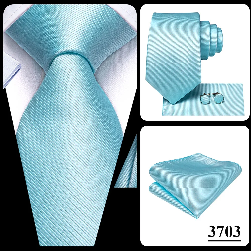 Herrenmode Einfarbiges Grün-Blaues Krawatten-, Taschentuch- und Manschettenknopf-Set für Smoking-Accessoires Klassische Luxus-Seidenkrawatte als Geschenk für Männer – Detail 8