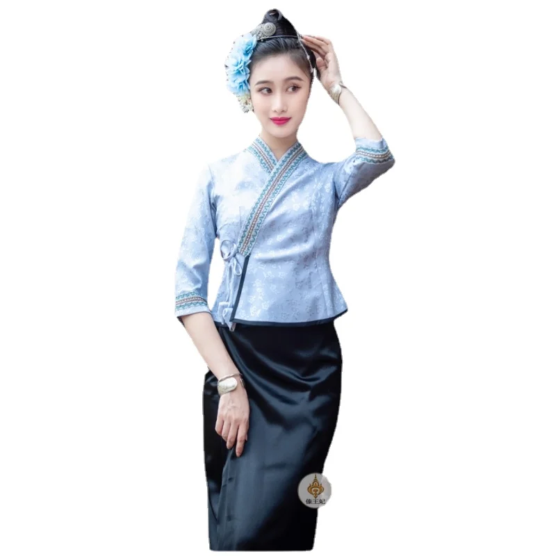 Thailand Traditional Clothing Women Slim Fit Elegant Dai Outfit Oriental Southeast Asian Clothes Laos Myanmar Thai Dress