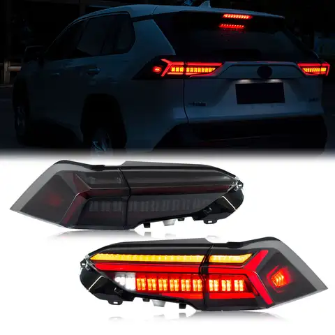 LED Tail Lights Assembly for Toyota RAV4 2019-2025 RAV4 V Sequential Blinker Dynamic Animation Black Rear Lamps Assembly