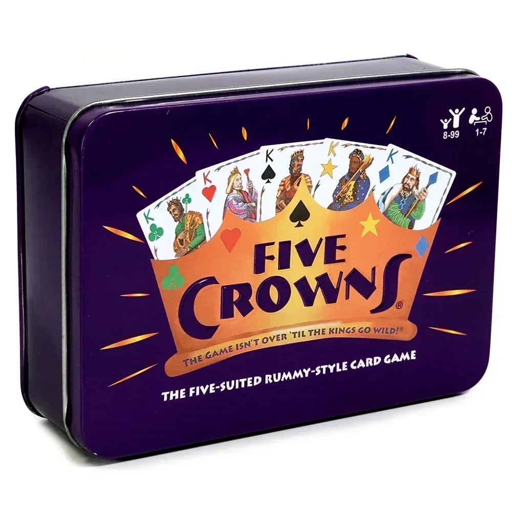 Five Crowns Card Game In a Tin Box The Game Isn\'t Over Until the Kings Go Wild 5 Suited Rummy Style Card Game