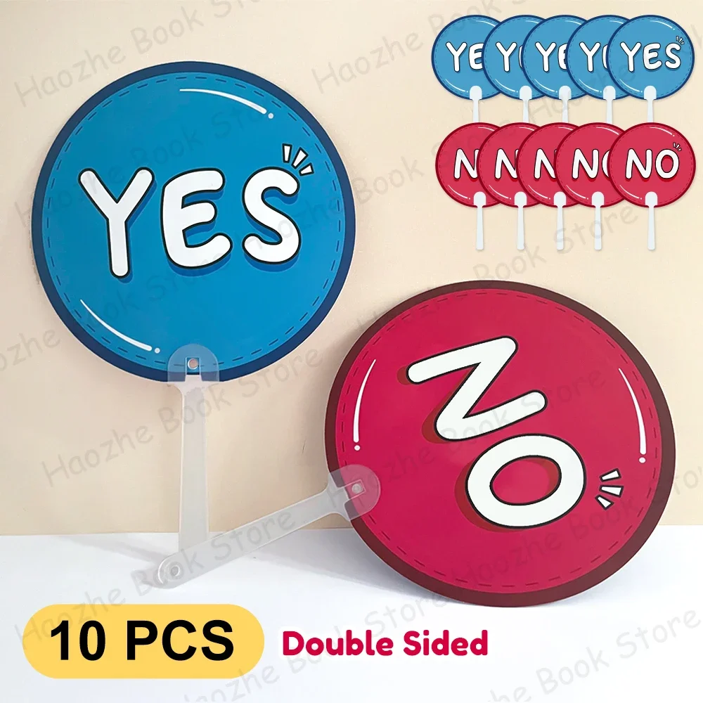 10 Pcs Yes or No Double Side Plastic Voting Paddles Classroom Activities Meeting Event Supplies Answer Interaction Signs Board