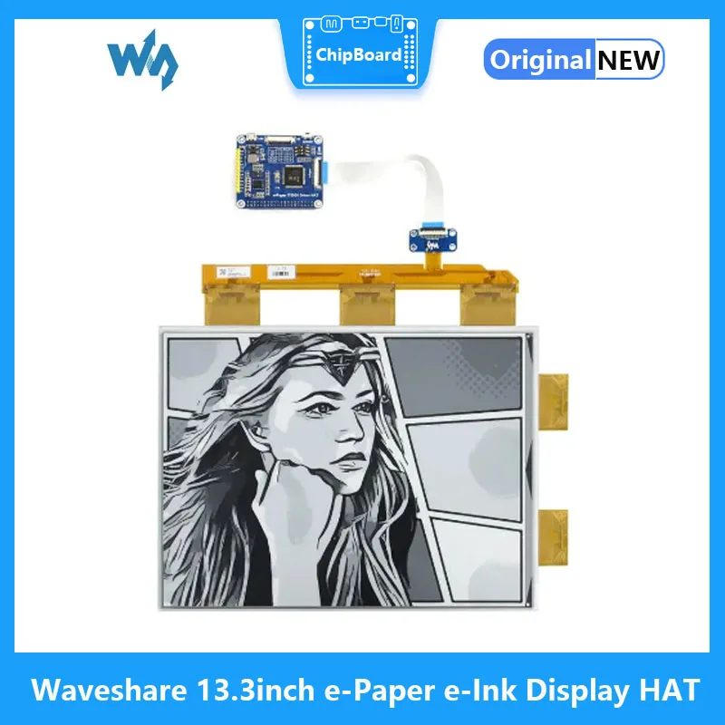 Waveshare 13.3inch e-Paper e-Ink Display HAT For Raspberry Pi, 1600*1200 resolution, 16 Grey Scales, Supports partial refresh