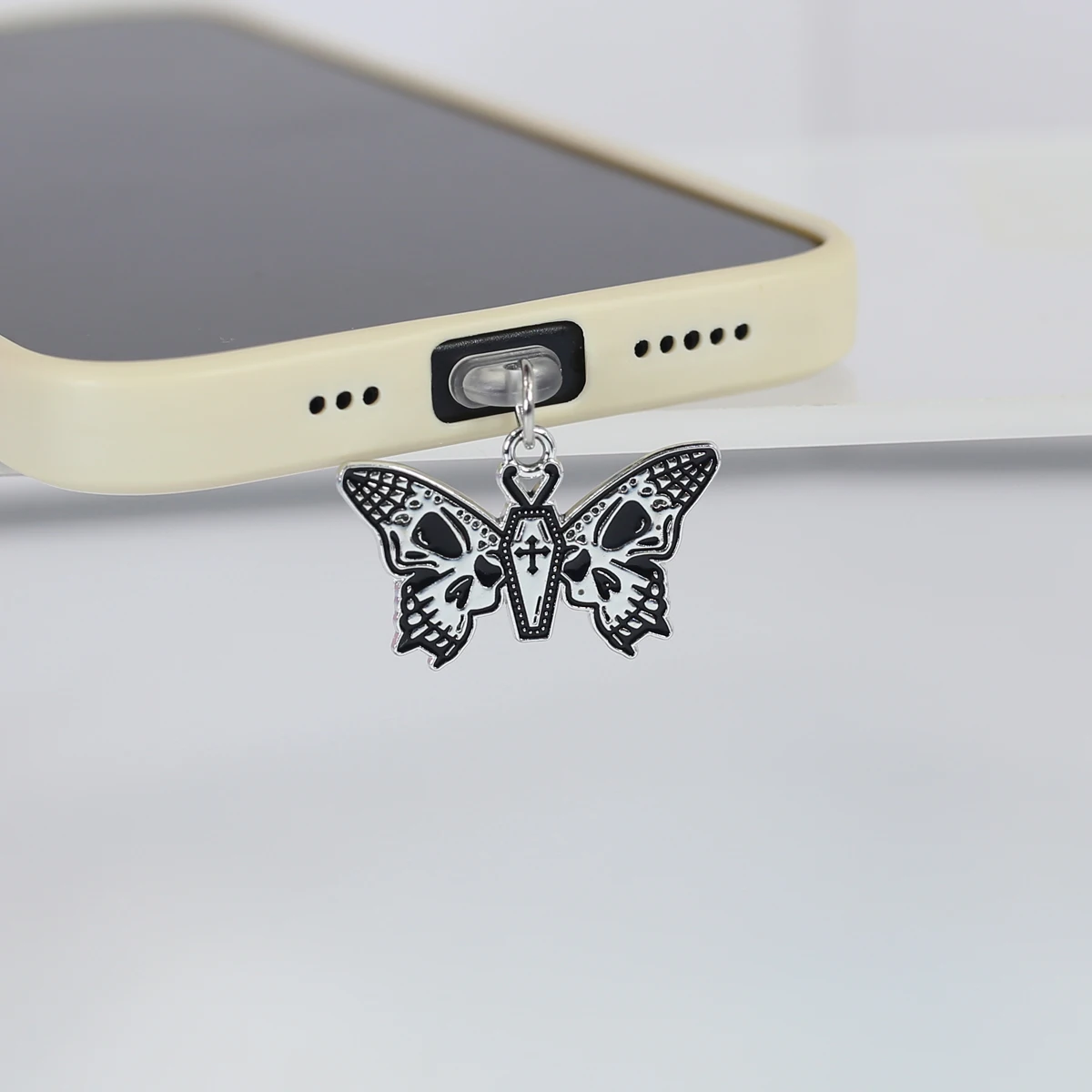 Mobile Phone Dust Plug Gothic Skull Butterfly Hanging Ornament Pendant Phone Accessories For IPhone For Samsung Type-c Port image 2