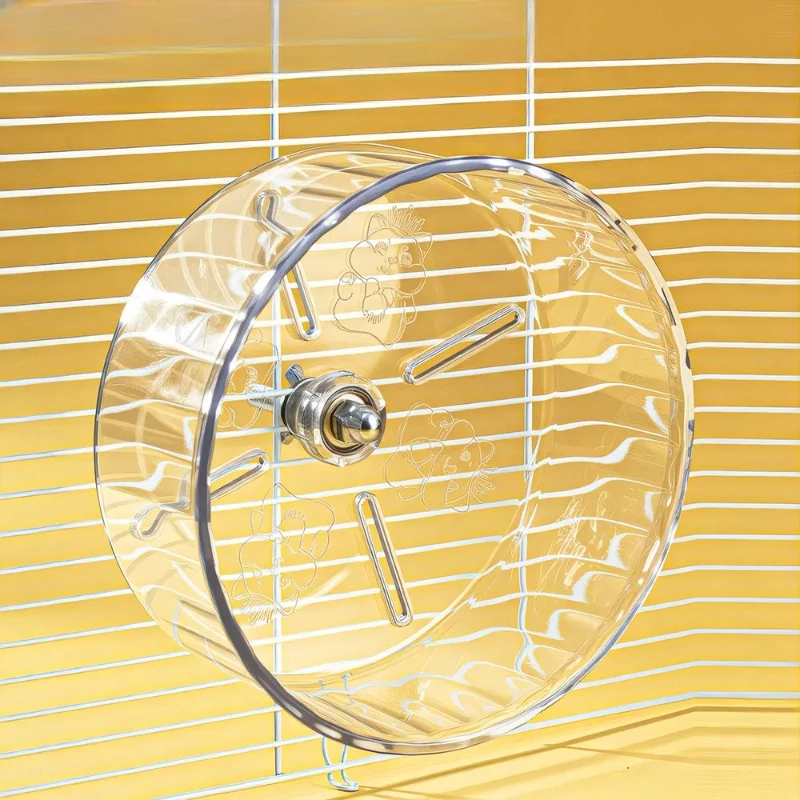 Geräuschloses Transparentes Hamster-Laufrad mit Bedrucktem Design Kleintierzubehör Geeignet für Zwergratten und Andere Haustiere – Detail 3