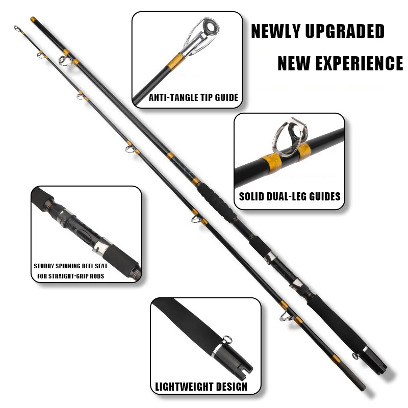 

1.8M Portable Saltwater Offshore Heavy 2-Piece Spinning Rod 30-60lb Fishing Rod Boat Jigging Trolling Graphite Fishing Rod