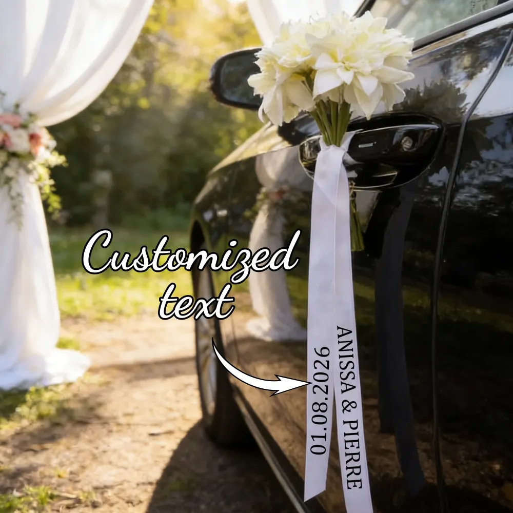 1pc Custom Wedding Car Decoration Bride And Groom Custom Wedding Rear View Mirror Car Handle Decoration Custom Bows And Ribbons
