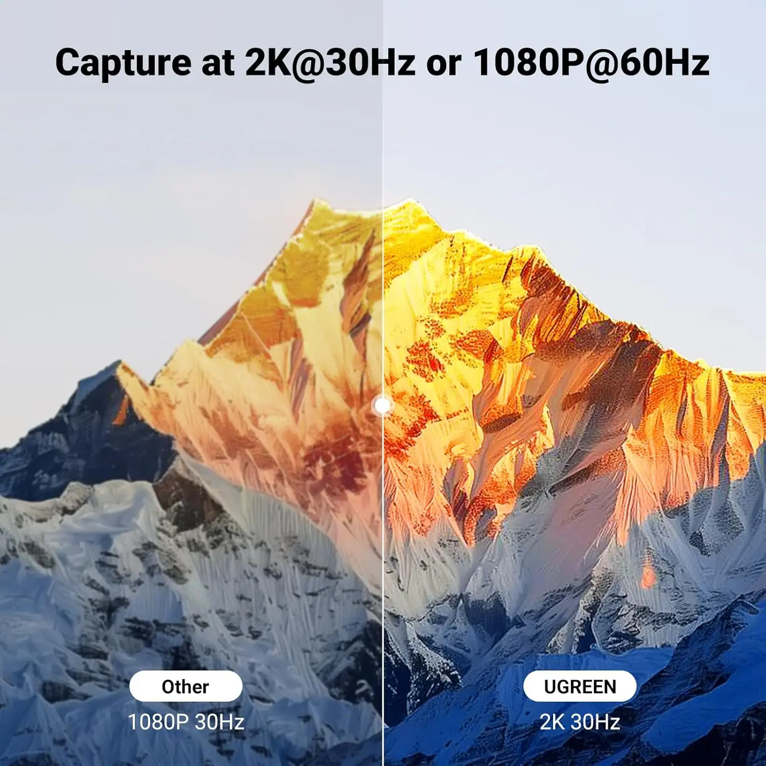 بطاقة التقاط الصوت والفيديو UGREEN 2K@30 هرتز HD-MI، بطاقة التقاط الفيديو 4K@30 هرتز، USB 3.0 Full HD 1080P 60FPS مع زمن انتقال منخفض