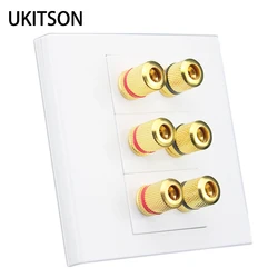 3 Gangs Speaker Socket Faceplate Panel Gold Plated Banana Connector Plug For Sound System Outlet Cover