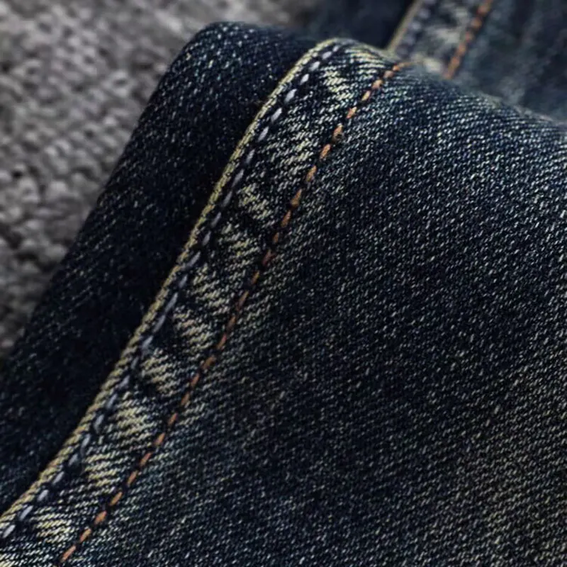 Fashion Designer Men Jeans High Quality Retro Washed Blue Stretch Slim Fit Ripped Jeans Men Printed Vintage Denim Pants Hombre