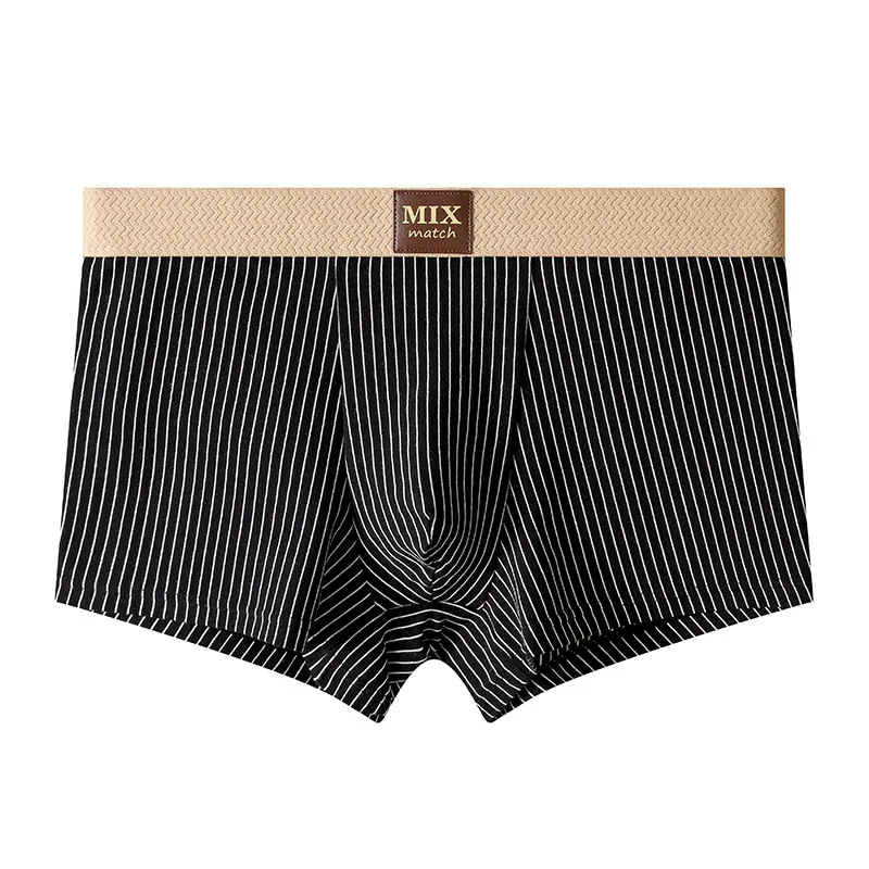 

Мужские полосатые боксеры из хлопка с дышащей сеткой, с U-образным вырезом, высокоэластичным широким поясом, для подростков