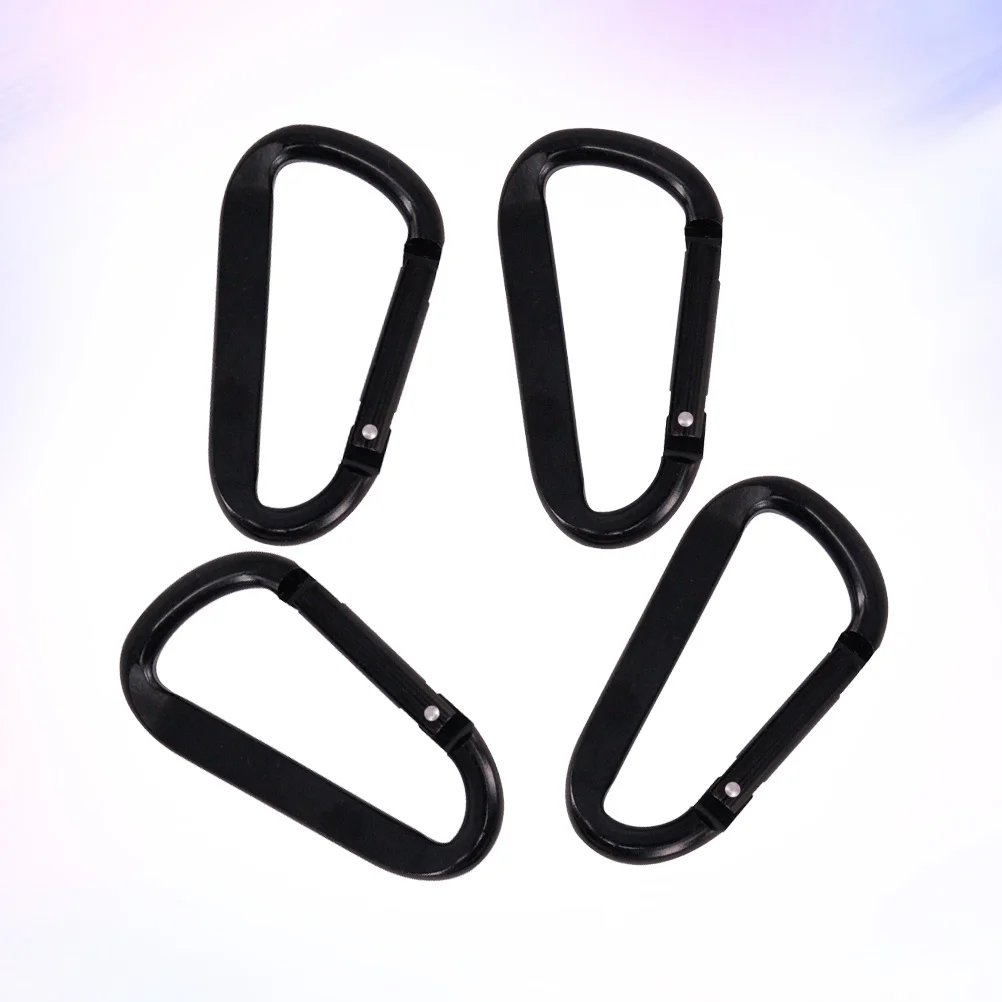 

4pcs Carabiners Aluminum Alloy Lightweight Black Self Locking Climbing Hook For Camping Hiking Hammock Outdoor Keychain Clip
