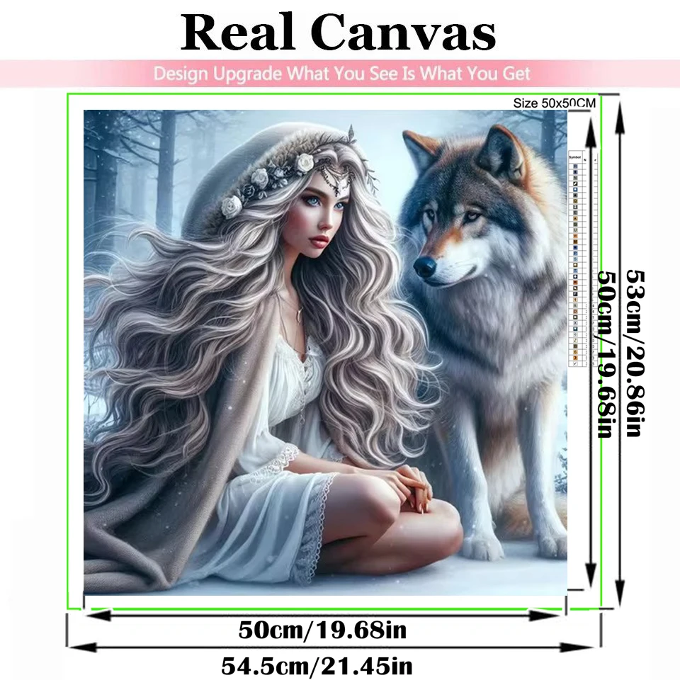 5d Diy New Diamond Painting Cross Stitch European Beauty Snow Wolf Full Rhinestone Diamond Art Mosaic Embroidery Home Decor