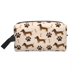 Custom Dachshund Sausage Dog Toiletry Bag for Women Animal Puppy Lovers Makeup Cosmetic Organizer Ladies Storage Dopp Kit Case