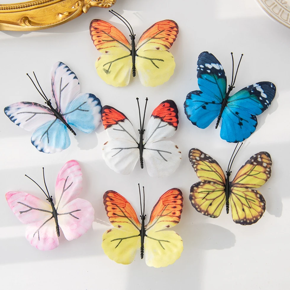 20pcs Artificial Butterflies 3D Wedding Garden Christmas Party Decor Vase Home Outdoor Wreath Diy Gift Box Accessories Hot Sale