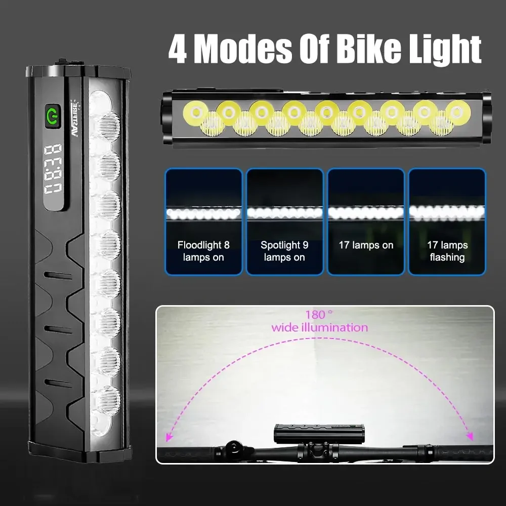 VASTFIRE إضاءة دراجة هوائية الجبهة 25500 التجويف مصباح يدوي مقاوم للماء الدراجة الخفيفة 10000mAh USB شحن الجبلية الطريق الدراجات ملحقات المصابيح #3