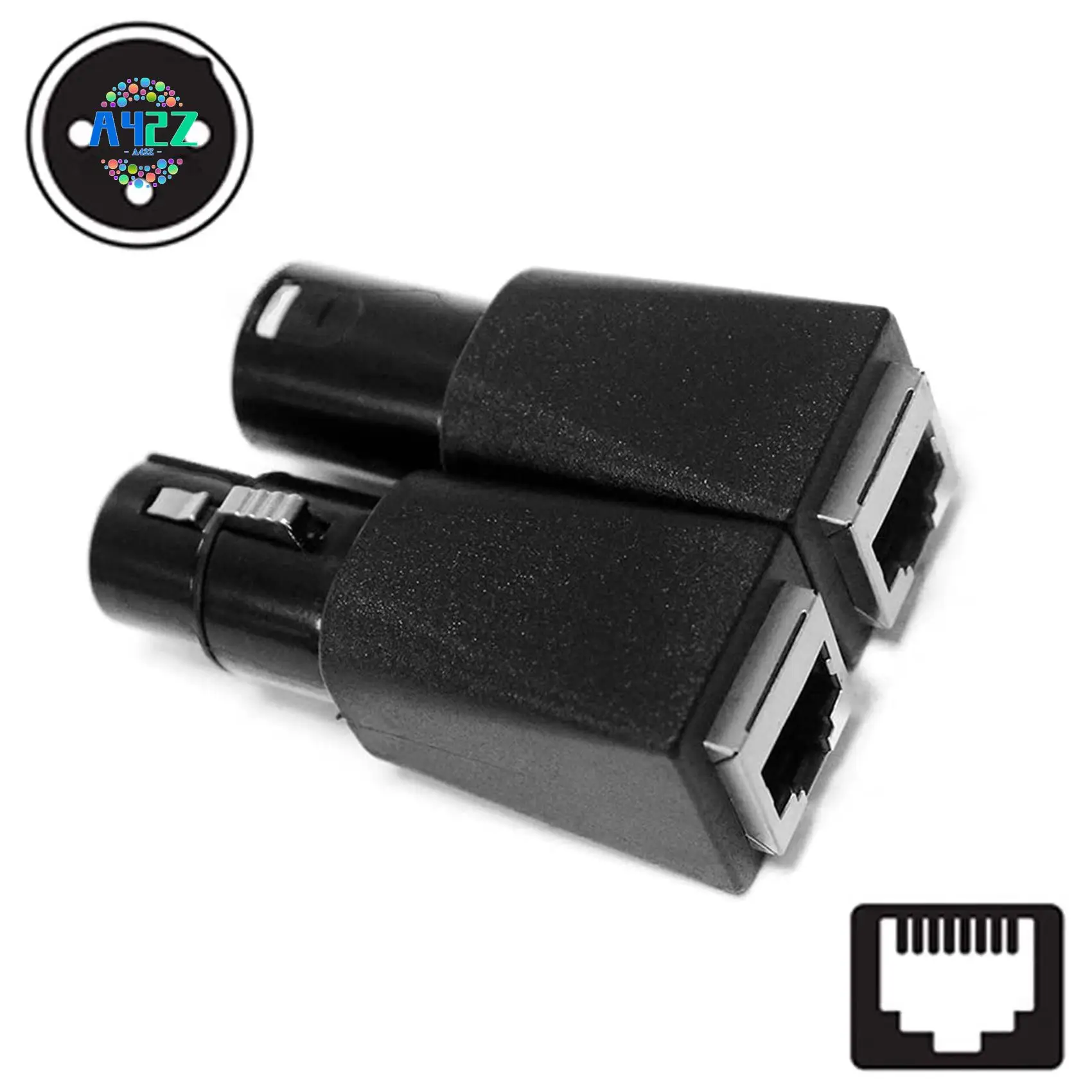 Conector A42Z-DMX a RJ45 RJ45 Ethernet a 3 pines XLR DMX juegos de adaptadores hembra y macho (3 pines 1 par)