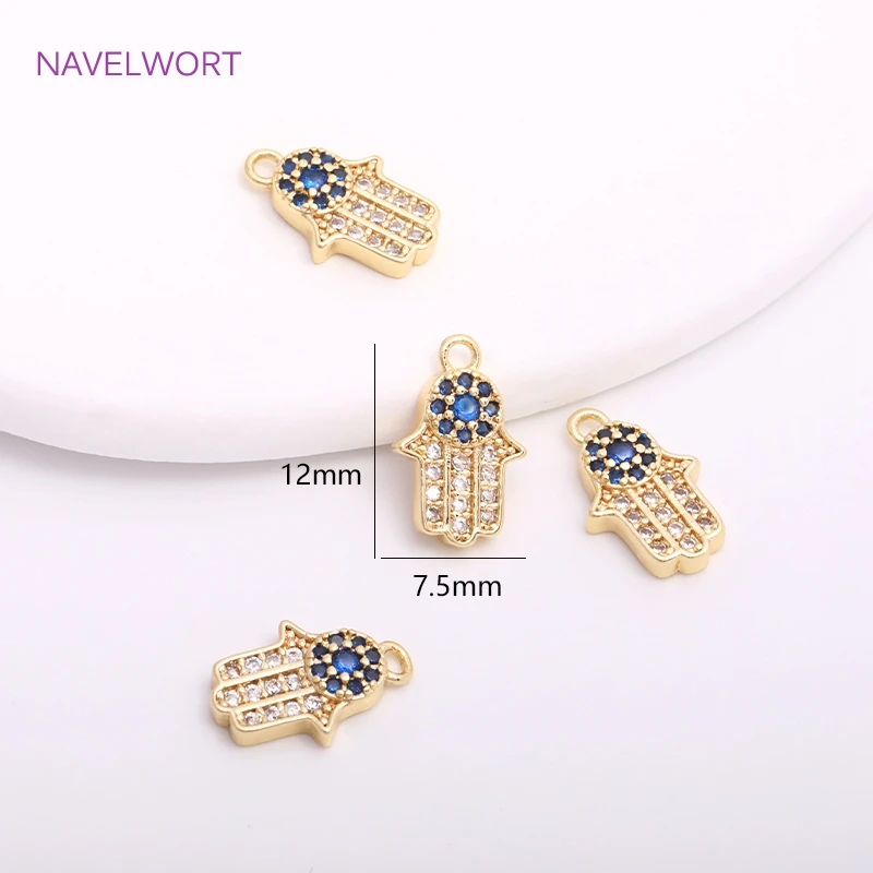 14K Gold Plated Hamsa Hand Pendants Brass Metal Hamsa Jewelry For Earring Making Crafts DIY Jewelry Making Accessories