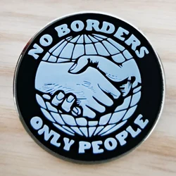 No borders enamel pin ANTIFA Antifascist Anarchy Anarchist brooches Hat Jewelry