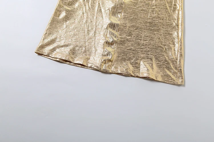 Kliou Sexy Goldenes Trägerkleid für Damen, tief ausgeschnitten, rückenfrei, ärmellos, hohe Taille, elegantes, figurbetontes langes Abendkleid für Mitternachts-Clubpartys – Detail 9