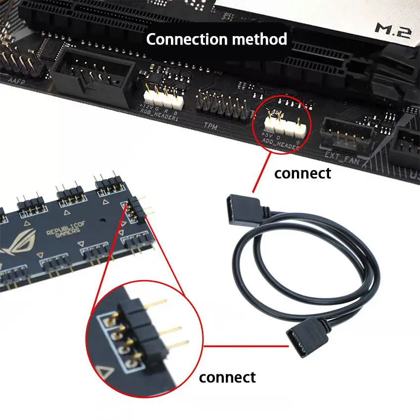 Motherboard RGB SYNC Splitter  5V 3Pin ARGB SYNC HUB Transfer Extension Cable For M/B ASUS GIGABYTE MSI