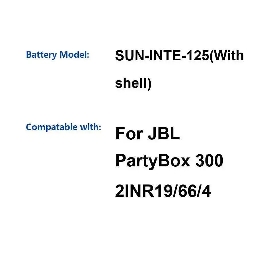 

Sun-Inte-260 (с корпусом) Sun-Inte-265 Sun-Inte-125 для аккумулятора Jbl Partybox 2Inr19 Encore ON-The-GO 66 100 300