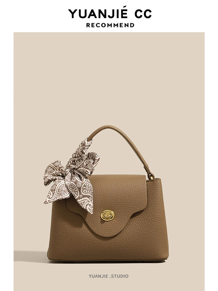 

Leather Shoulder Bag Women's 2026 New Style Small Work Bag Versatile Crossbody Bag Elegant Simple Style Casual Knot