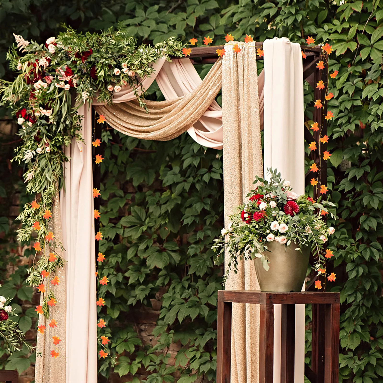 

12pcs Artificial Leaf Vinefall Garland Autumn Decoration Party Supplies Wedding Home Garden Decor Wedding Wall Doorway