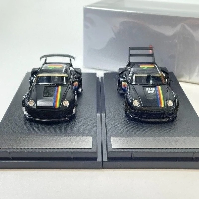For SW Porsche RWB 993 Apple Track Painting No. 89 1:64 Alloy Car Model Simulation Ornament