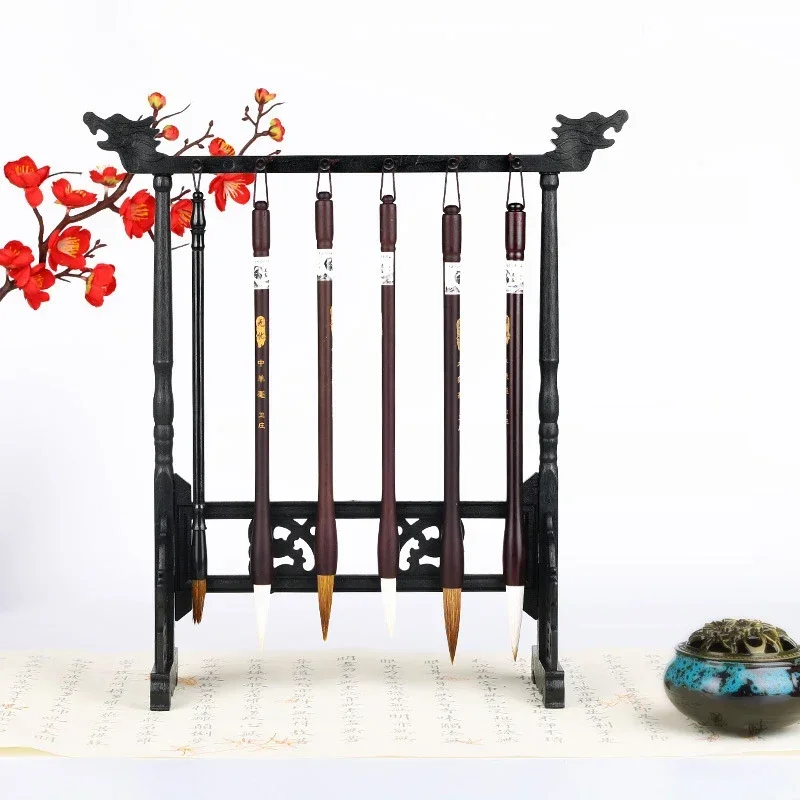 

Chinese Calligraphy Pen Holder Brush Holder Vintage Hanging Traditional Chinese Brush Holder Creative Brush Organizer Shelf Rest