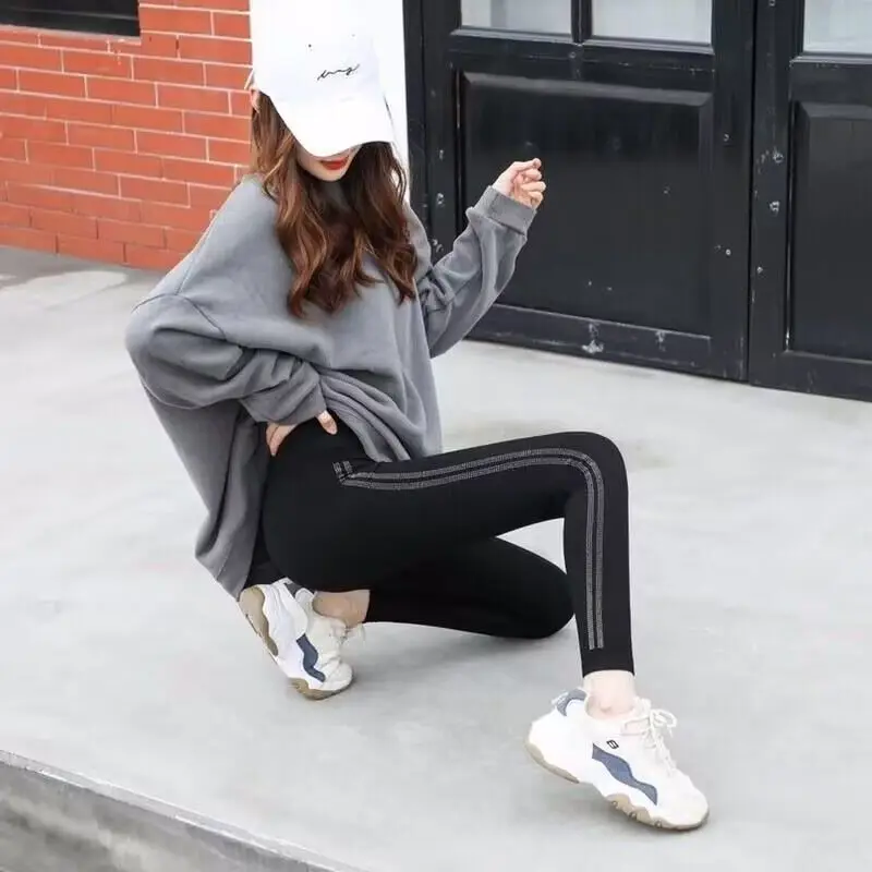 جديد عالية الخصر طماق النساء ربيع الخريف المألوف تنوعا الكي السراويل النساء الخريف الشتاء المخملية بناطيل تدفئة