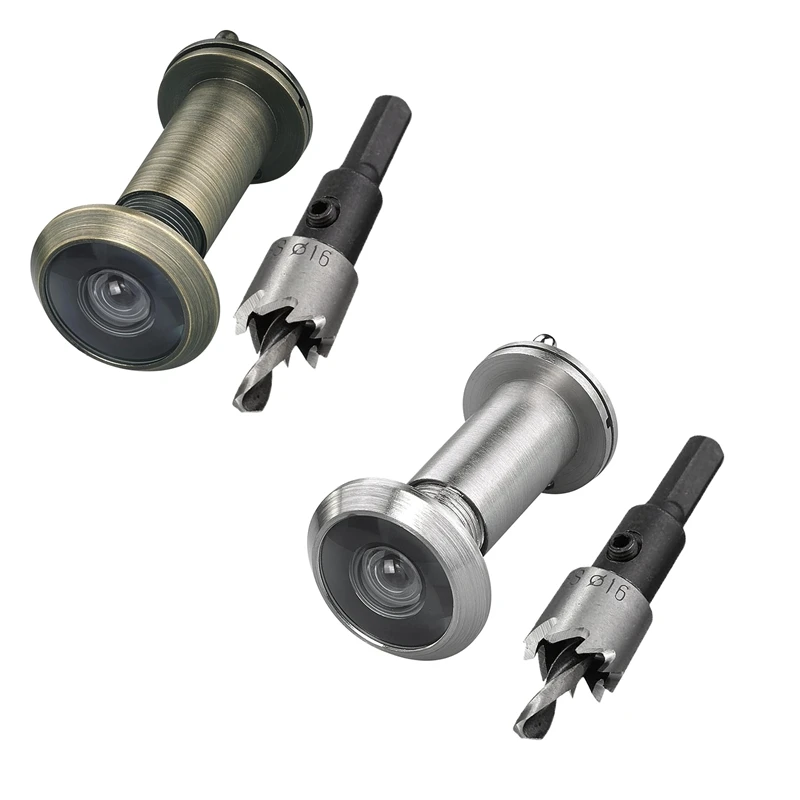 

220-Degree Solid Brass Peep Holes For Door With 16Mm Drill Bit, 0.63 Inch Door Peephole With Privacy, Easy To Use B