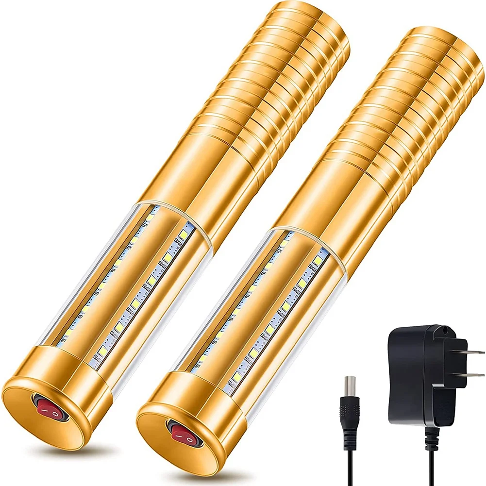 2 Pcs LED Strobe Baton Light LED Bottle Service Light Reusable LED Light Champagne Bottle Handheld Light Gold,US Plug