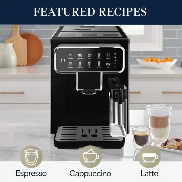 Caffettiera elettrica automatica intelligente, completamente multifunzionale, per caffè espresso, cappuccino, latte, con serbatoio del latte, per uso camper