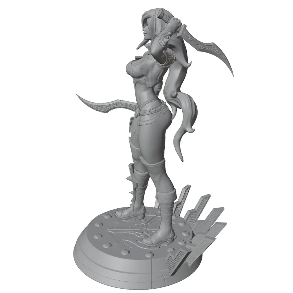 1/24 Scale Sexy Samurai with Dual Swords Handmade Model Kit, Unassembled and Unpainted, Requires Hand Painting, Resin Model, Perfect for Tabletop Games and Role-Playing Games, Unique Gift, Collectible Miniature | Complex Design |   3D Printed Model Small Ornament