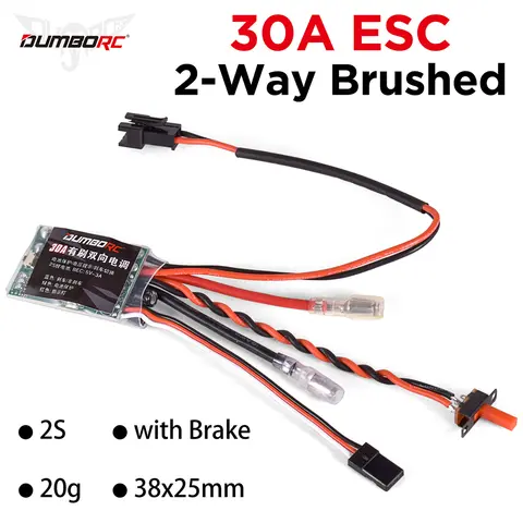 30A 브러시 ESC 미니 2S 전기 속도 컨트롤러 BEC 5V 3A RC 자동차 모델 보트 용 브레이크 포함 280 290 370 380 390 브러시 모터