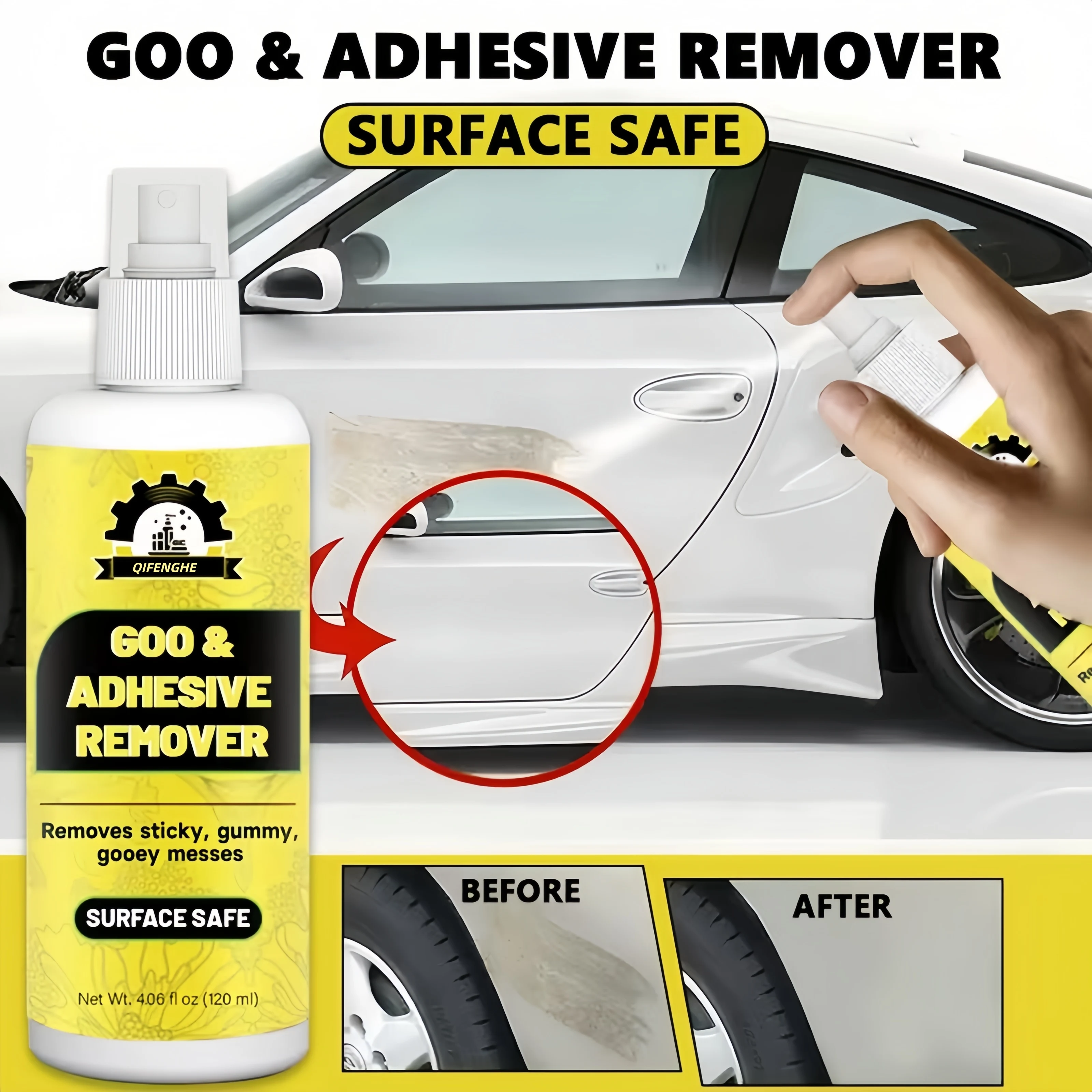 Sticky Residue Remover Spray, Effectively Clear Gum and Glue Traces, Safe For Automotive Surface Treatment