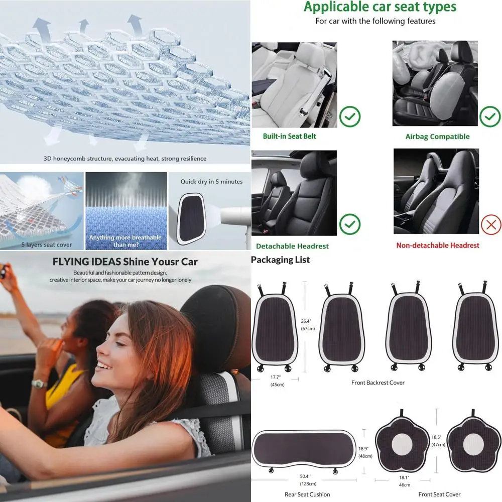 

Universal Car Seat Covers Set for Cars, SUVs, Trucks, and Teslas - Stylish Interior Decor for Women (Full Set)