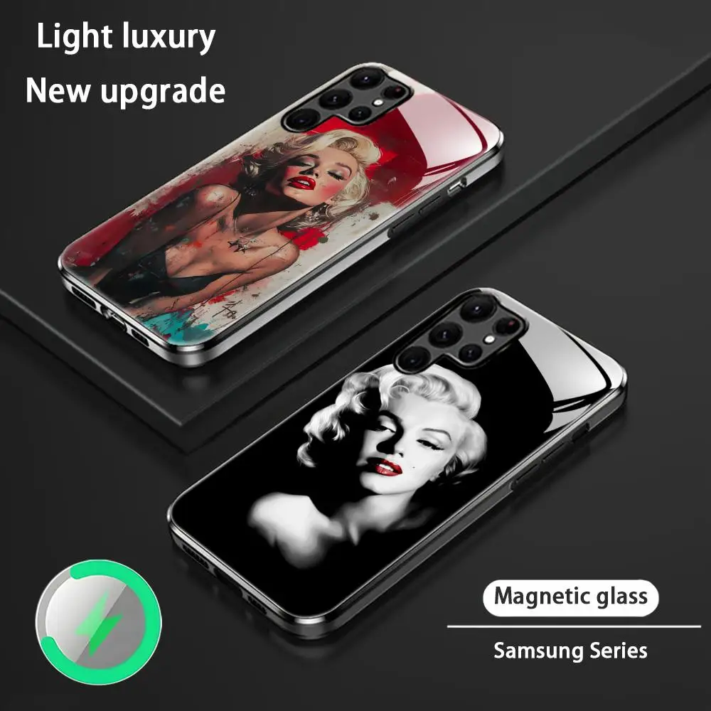 M-Marilyn M-Monroe Star Hot Phone Case For Samsung S25 S24 S23 S22 S21 S20 Plus Ultra Note20 Glass Magnetic Case