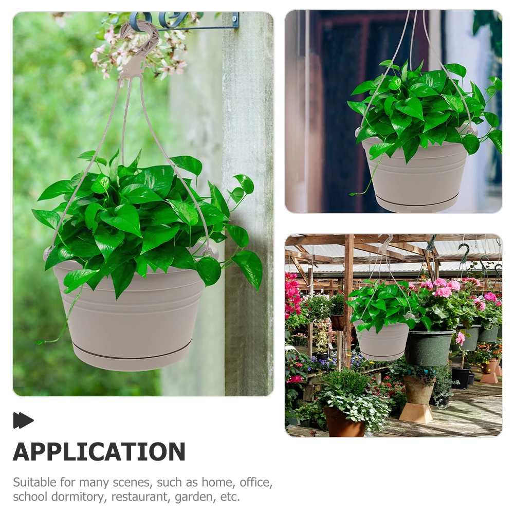 

2pcs Planter Gray Plastic Flower Pot Hanging Planter for Balcony Garden Patio Decor