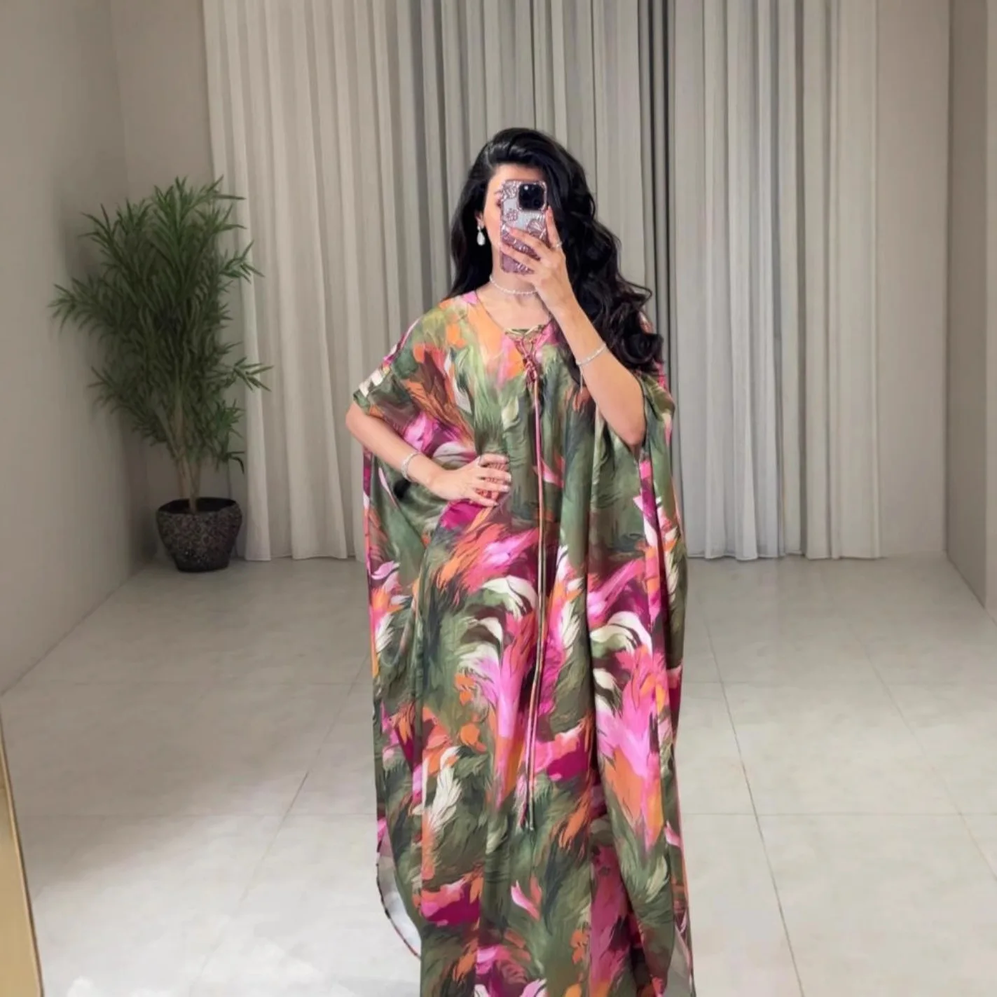 Elegant printed kaftan robe Loose-fitting evening gown dresses for special occasions large sizes modern gala Birthday party