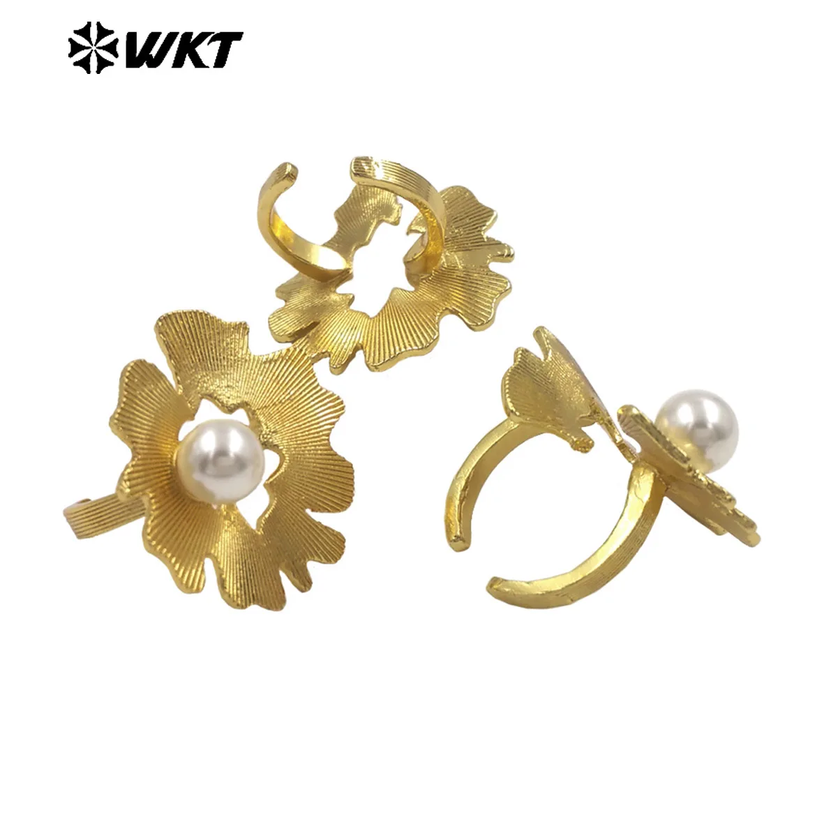 

WT-R591 New Arrival Personality Opeaning Ring 18k Gold Plated With Pearl Paved For Women Party Special Decorative