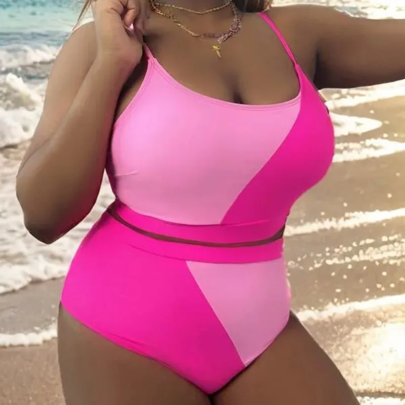 2024 Cross-border New Fat Plus Size Split Swimsuit Female Sexy Slim High Waist Bikini