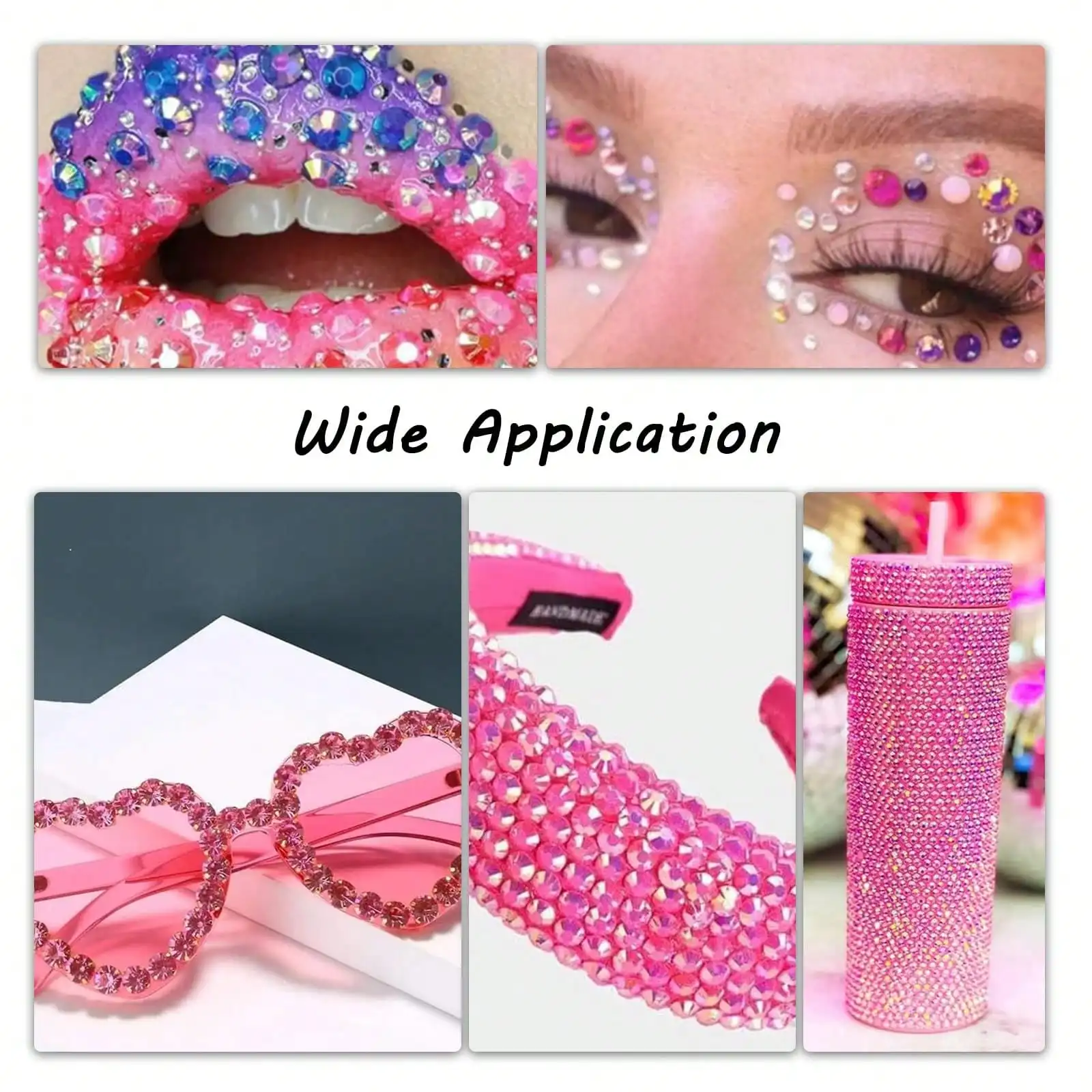 

Hot Pink AB Flat Back Resin Rhinestones 2-6mm For Nail Art Jewelry Craft Face Makeup Accessories
