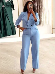 Pants Set 2 Pieces Womens Outfits Elegant Long Sleeve Blazer Trousers Suit Vintage Fashion Autumn Clothes New in Matching Sets