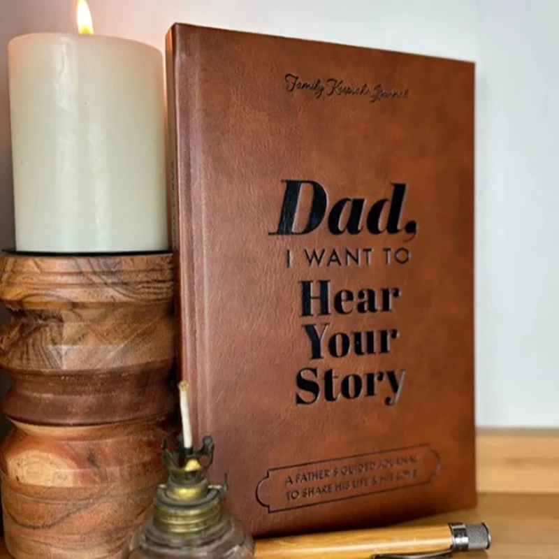 Dad I Want To Hear Your Story Skórzana wstążka w twardej oprawie Znacząca pamięć Dziennik dla taty Świetny prezent dla taty Birt