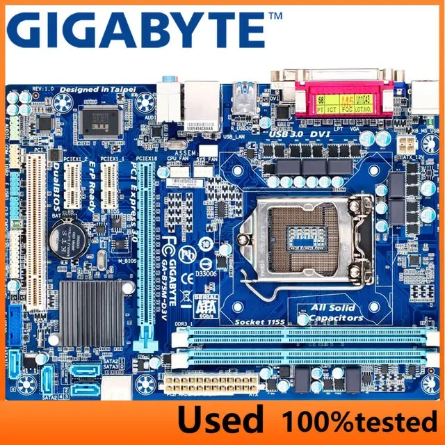 GIGABYTE GA-B75M-D3V Desktop Motherboard B75 Socket LGA 1155 i3 i5 i7 DDR3 16GB Micro ATX Original  Used