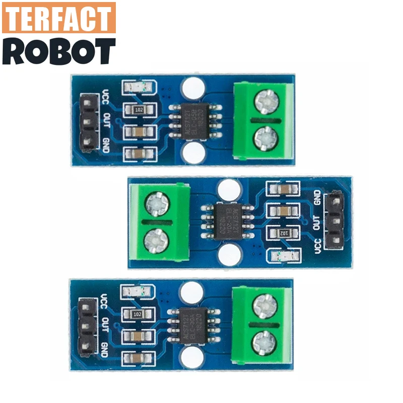 TERFACT  3pcs ACS712 5A 20A 30A Range Hall Current Sensor Module ACS712-30A ACS712-20A